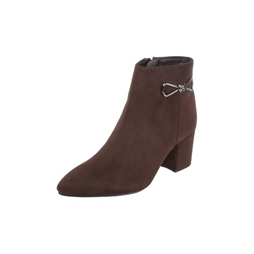 Mochi Women's Brown Suede Casual - Boots with Mid heel-UK-37(31-81) - Image 1