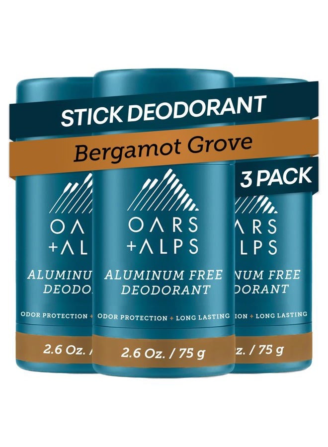 Oars + Alps Aluminum Free Deodorant for Men and Women, Dermatologist Tested and Made with Clean Ingredients, Travel Size, Bergamot Grove, 3 Pack, 2.6 Oz Each - Image 1