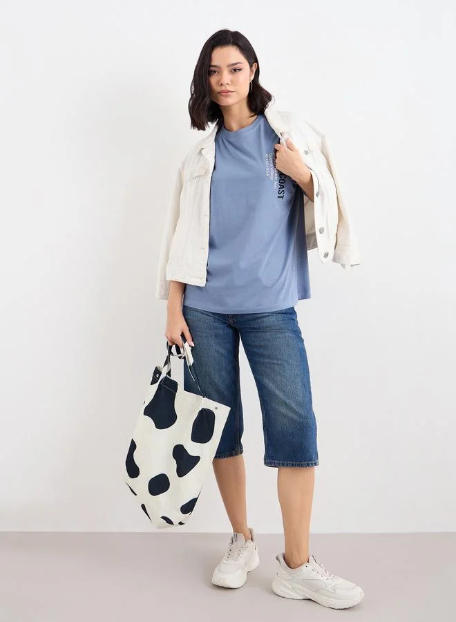 Styli Styli Slogan Print Longline Oversized T-Shirt
