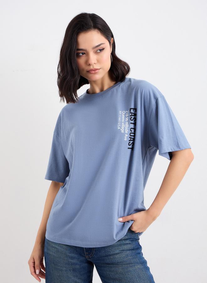 Styli Slogan Print Longline Oversized T-Shirt - Image 2