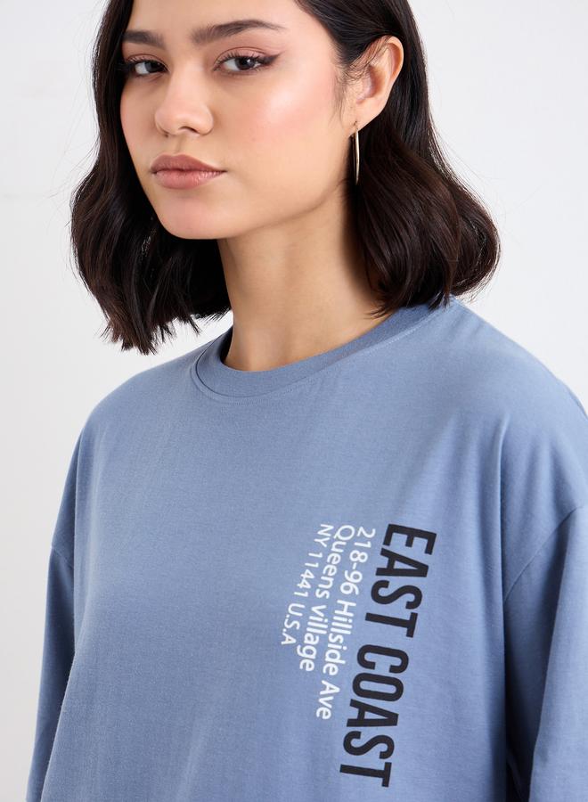 Styli Slogan Print Longline Oversized T-Shirt - Image 3