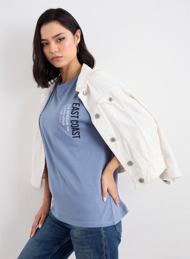 Styli Slogan Print Longline Oversized T-Shirt - Image 5