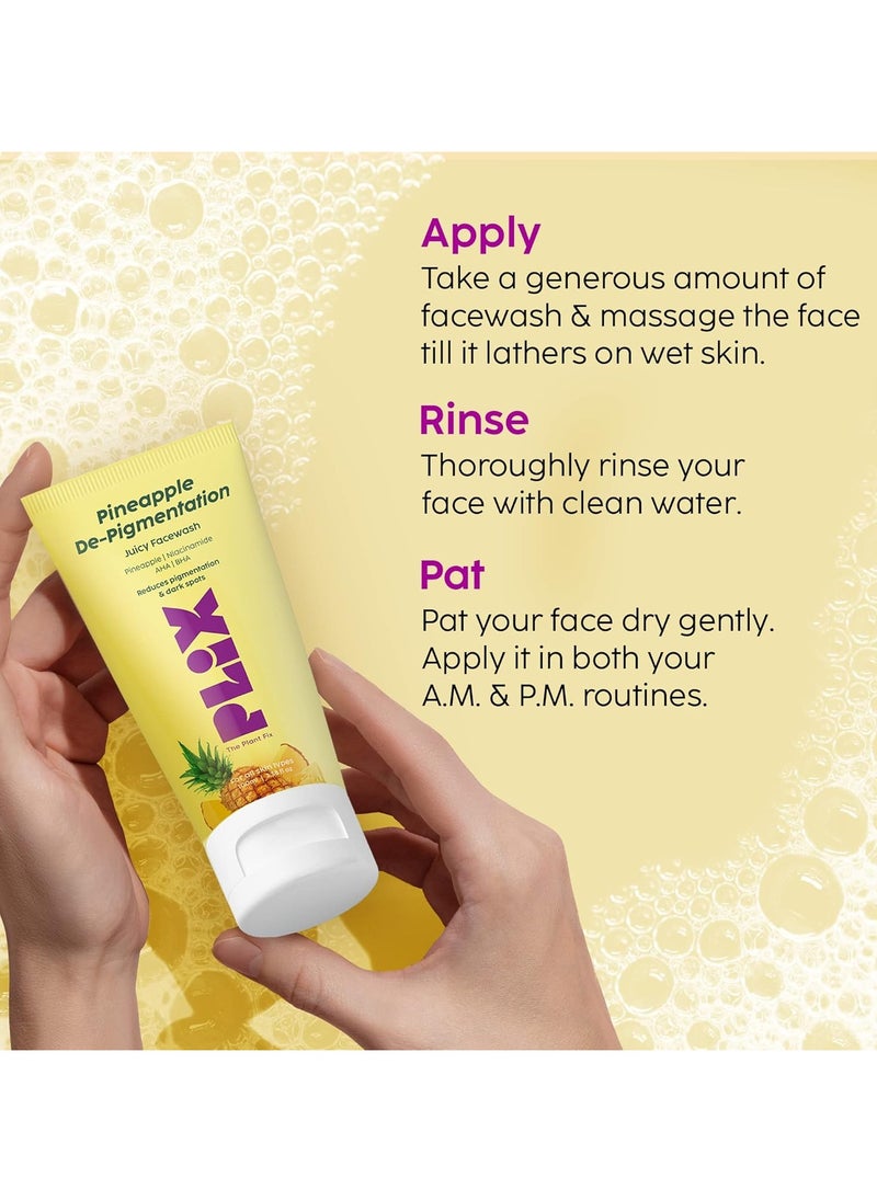 PLIX - THE PLANT FIX 5% Pineapple Foaming Facewash For Depigmentation,100ml | Cleanser For Skin Brightening & Even Toned Complexion | Free Of Sulphates, Paraben & Silicones