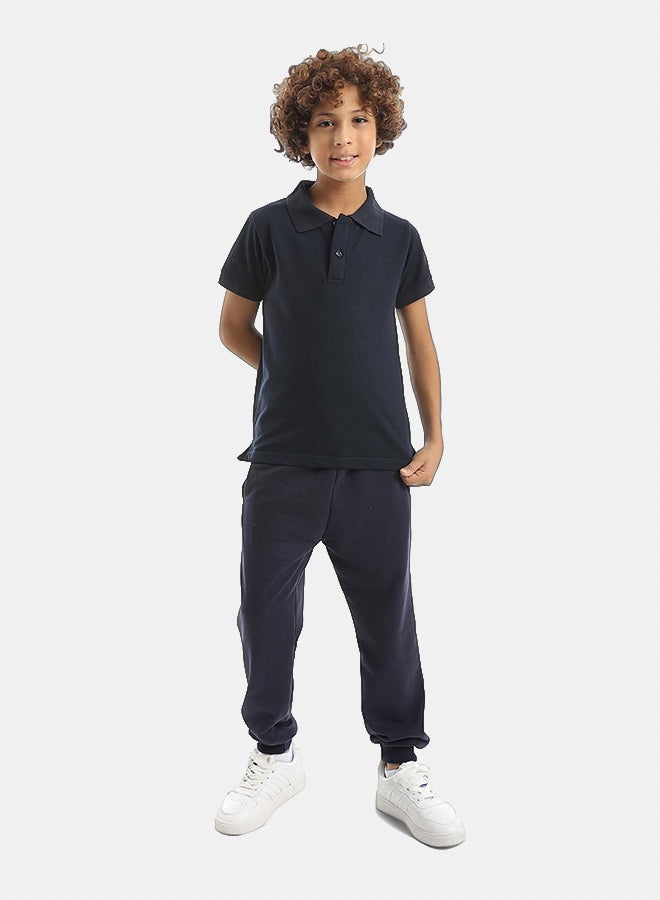 Red Circle Half Sleeve Polo Set & Pants Kids Unisex - Image 1