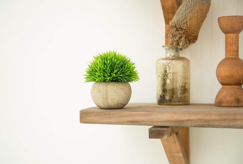 Velener Mini Plastic Fake Green Grass Plant with Pot  Topiary Ball  Small Fake Plant  Round Paper-Mache Pot for Indoor Office  Kitchen  Bathroom and Living Room Decor - Image 5