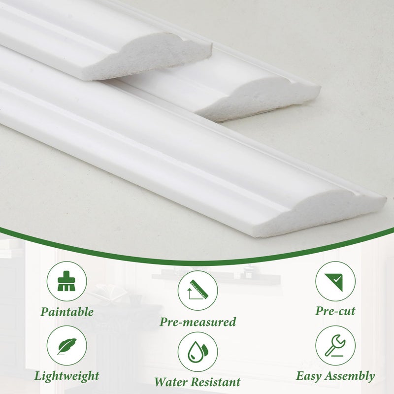 RDUIGT 3 Set Peel and Stick Wall Molding Kit(12 Frames+4 Corner Flowers), Inner and Outer Layer Style Premade Wainscoting Panel, for Wall Decor, Pre-Cut Wainscoting Panels Wall Moulding Trim Kit - Image 4