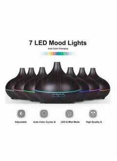 Mi VAZA Essential Oil Diffuser, USB Led Ultrasonic Aroma Oil Diffuser Humidifier With 7 Colors, Durable And Reliable Fragrance Diffuser Machine, Portable Cool Mist Humidifier For Home Office, (Dark Brown)  - Image 2