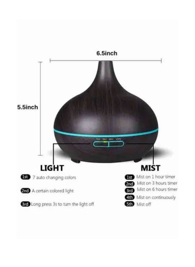 Mi VAZA - Essential Oil Diffuser, USB Led Ultrasonic Aroma Oil Diffuser Humidifier With 7 Colors, Durable And Reliable Fragrance Diffuser Machine, Portable Cool Mist Humidifier For Home Office, (Dark Brown) - Image 1
