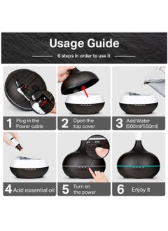Mi VAZA Essential Oil Diffuser, USB Led Ultrasonic Aroma Oil Diffuser Humidifier With 7 Colors, Durable And Reliable Fragrance Diffuser Machine, Portable Cool Mist Humidifier For Home Office, (Dark Brown)  - Image 5