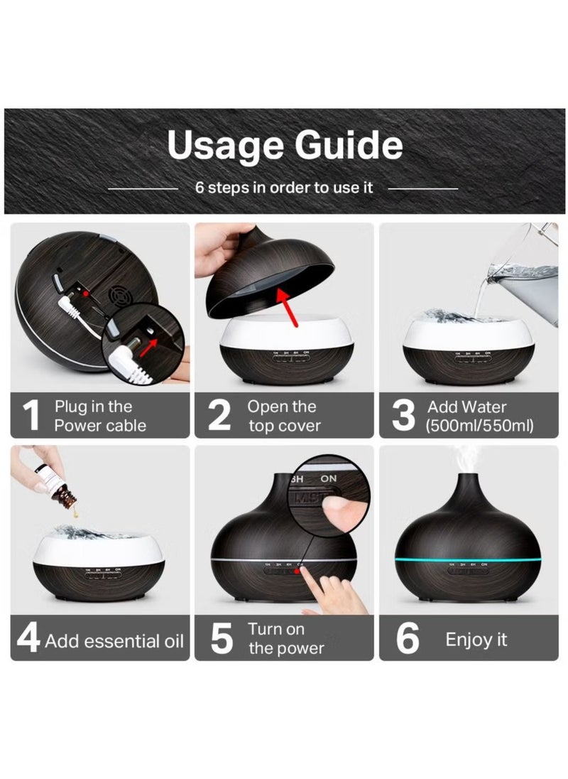 Mi VAZA - Essential Oil Diffuser, USB Led Ultrasonic Aroma Oil Diffuser Humidifier With 7 Colors, Durable And Reliable Fragrance Diffuser Machine, Portable Cool Mist Humidifier For Home Office, (Dark Brown) - Image 1