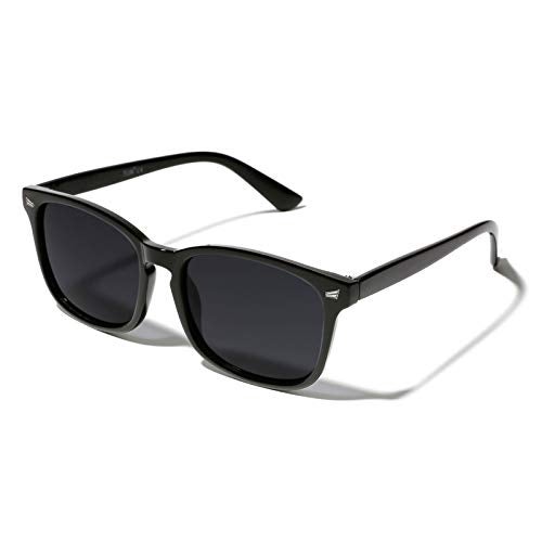 TIJN Polarized Sunglasses for Womens and Mens,Classic Square Frames Shades for UV Protection,Trendy Sunnies(Black/Grey) - Image 1