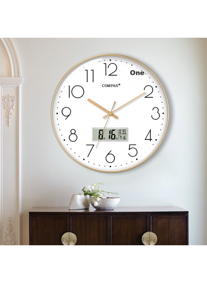 Compas Wall Clock, Living Room Clock, Quartz Clock, Wall-Mounted Clock With Calendar, C3219Ay Light Luxury Gold, 35Cm - Image 5
