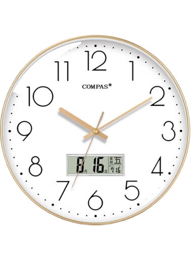 Compas Wall Clock, Living Room Clock, Quartz Clock, Wall-Mounted Clock With Calendar, C3219Ay Light Luxury Gold, 35Cm - Image 2