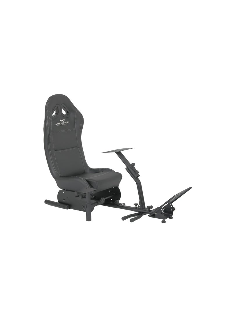 محاكي قيادة احترافي من Armonbrain مع مقعد سباق قابل للتعديل وحامل للدركسون والدواسات – أسود - Image 4