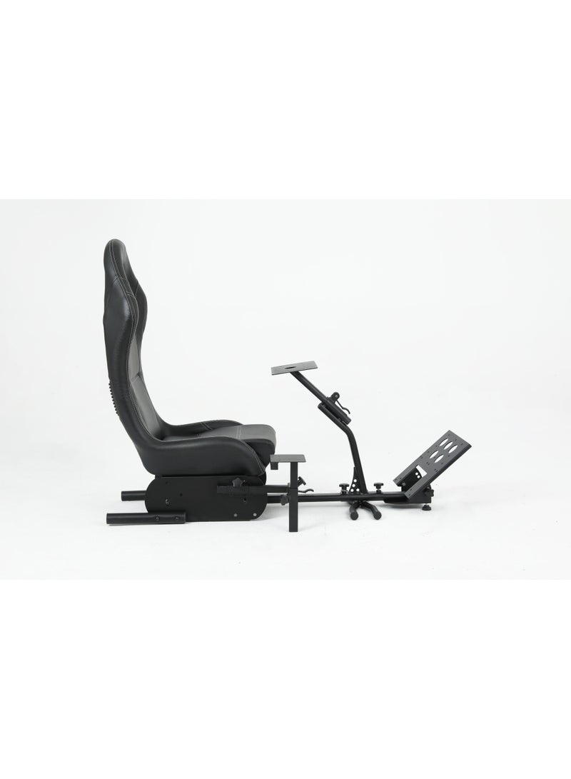 محاكي قيادة احترافي من Armonbrain مع مقعد سباق قابل للتعديل وحامل للدركسون والدواسات – أسود - Image 1
