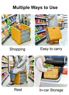 Generic Heavy Duty Rolling Cart, Portable Shopping Handcart with Universal Wheels and Snap Design, Foldable Utility Cart for Shopping, Travel, Office  - Image 3