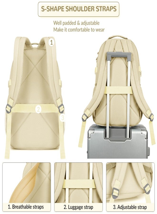 Lohol Water Resistant Daypack with Mulitiple Pockets for Travel Outdoor College, 15.6 inch Laptop Backpack for Men and Women, Beige, Large, Daypack Backpacks - Image 5