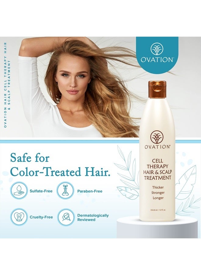 Ovation Hair Cell Therapy Hair & Scalp Treatment for Women - For All Hair Types - 12 oz - Helps Reduce Hair Breakage, Split Ends - No Sulfates or Parabens - With Biotin, Vitamin B5, and Aloe Vera  - Image 5