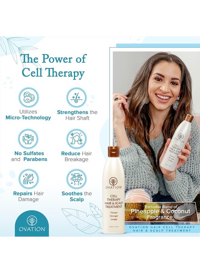 Ovation Hair Cell Therapy Hair & Scalp Treatment for Women - For All Hair Types - 12 oz - Helps Reduce Hair Breakage, Split Ends - No Sulfates or Parabens - With Biotin, Vitamin B5, and Aloe Vera  - Image 4