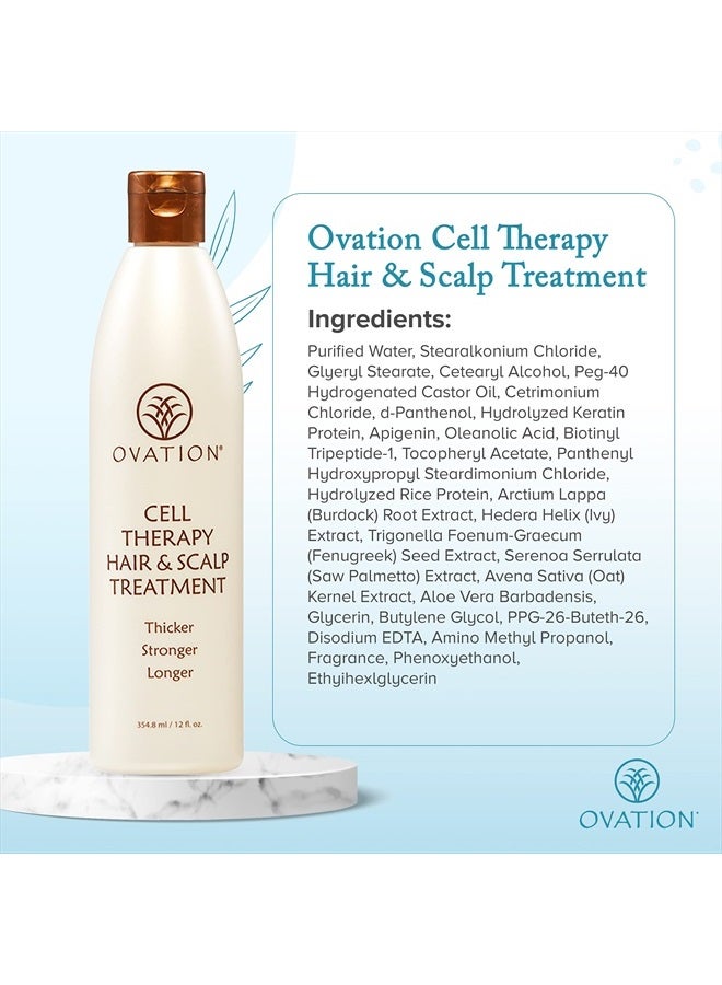 Ovation Hair Cell Therapy Hair & Scalp Treatment for Women - For All Hair Types - 12 oz - Helps Reduce Hair Breakage, Split Ends - No Sulfates or Parabens - With Biotin, Vitamin B5, and Aloe Vera  - Image 2