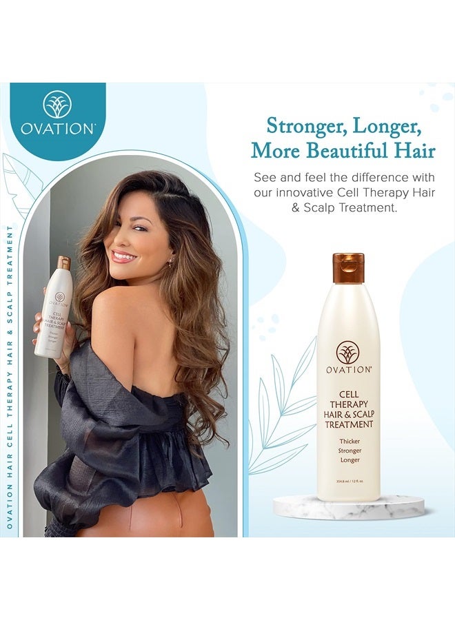 Ovation Hair Cell Therapy Hair & Scalp Treatment for Women - For All Hair Types - 12 oz - Helps Reduce Hair Breakage, Split Ends - No Sulfates or Parabens - With Biotin, Vitamin B5, and Aloe Vera  - Image 3