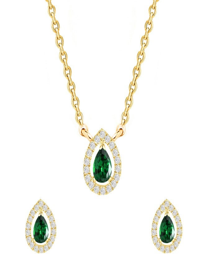 MINUTIAE Gold-Plated Crystals Studded Earring & Necklace Jewellery Set For Women's & Girls_MNT0472GR_SET_G - Image 1