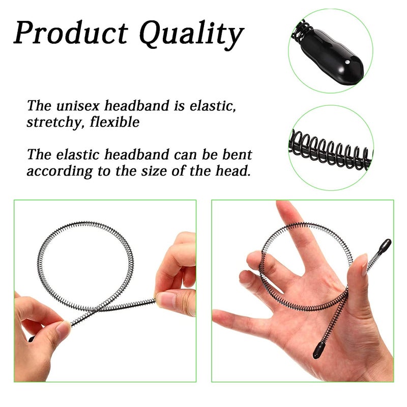 JERLITU Metal Hair Band - 6 Pieces Metal Headband for Men and Women, Adjustable, Durable, Wavy Hairband, Hair Bands for Sports, Fashion, Unisex, Black, Elastic, 6 Count - Image 2