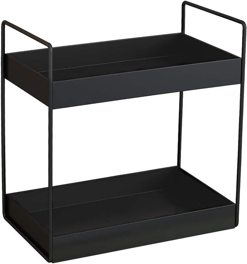 CR18 COLLECTION MULTIPUPOSE Bathroom Countertop Organizer, 2-Tier Vanity Tray Corner Shelf, Cosmetic Makeup Counter Standing Storage, Detachable Organizer Shelf Holder Kitchen(Black, Metal) - Image 5