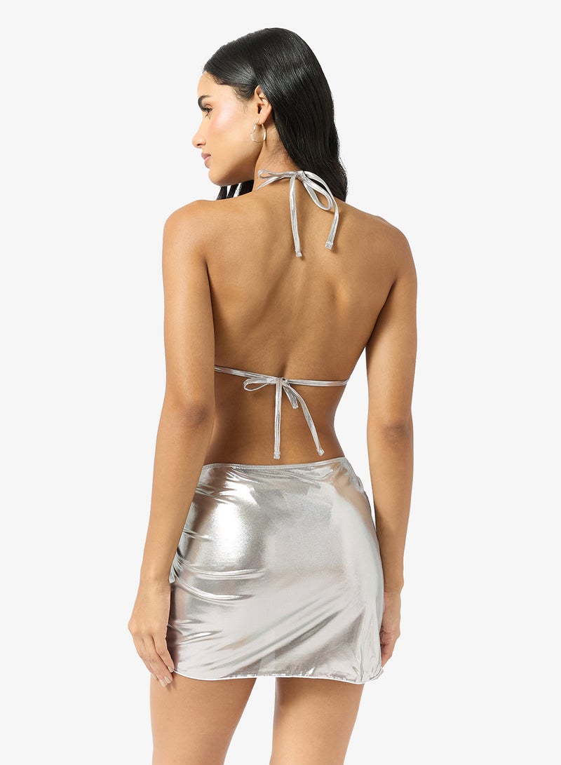 Ginger 2 PC Metallic Bikini with Coverup - Image 2