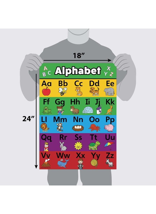 Palace Learning 4 pack - ABC Alphabet + Numbers 1-10 + Shapes + Colors Poster Set - Toddler Educational Charts (LAMINATED, 18" x 24") - Image 2