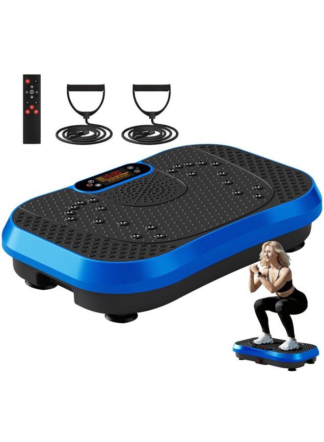 SoftGym Vibration Plate Exercise Machine for Lymphatic Drainage,Power Vibrate Stand Shake Board 450 Lbs Capacity Whole Body Workout Waver with Resistance Bands Weight Loss Gifts for Women Men-Blue - Image 1