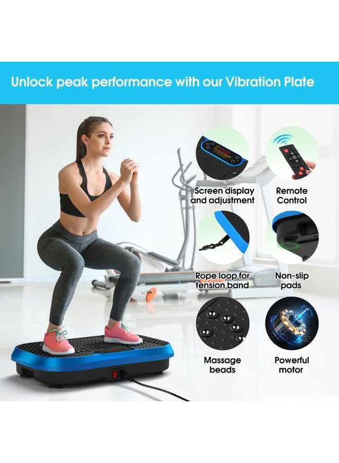 SoftGym Vibration Plate Exercise Machine for Lymphatic Drainage,Power Vibrate Stand Shake Board 450 Lbs Capacity Whole Body Workout Waver with Resistance Bands Weight Loss Gifts for Women Men-Blue - Image 3