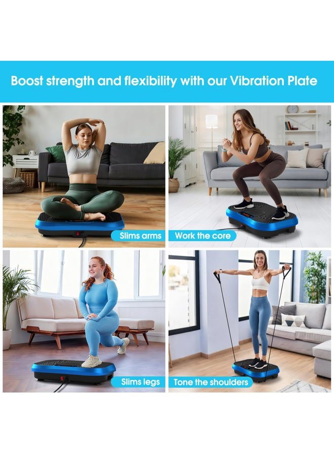 SoftGym Vibration Plate Exercise Machine for Lymphatic Drainage,Power Vibrate Stand Shake Board 450 Lbs Capacity Whole Body Workout Waver with Resistance Bands Weight Loss Gifts for Women Men-Blue - Image 5