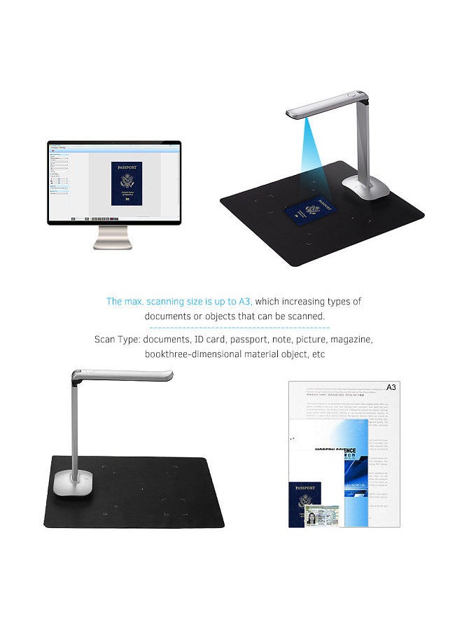 Generic - F50 Foldable HD High Speed USB Book Image Document Camera Scanner 15 Mega-Pixels A3 & A4 Scanning Size with LED Light for Classroom Office Library Bank for Windows - Image 1