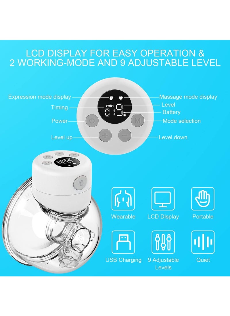 BLOOMING TIME Wearable Electric Breast Pump Hands-Free - Ultra Quiet 40dB, Rechargeable with 2 Modes & 2 Phase Technology, Portable for Breastfeeding at Home/Work/Travel  - Image 3