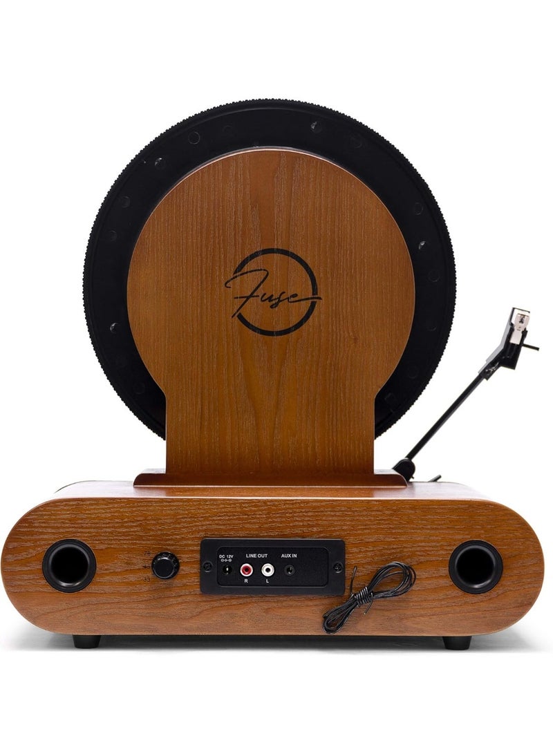 Fuse Vert Vertical Vinyl Record Player | FM Radio, Bluetooth, AUX, USB | Alarm Clock | Audio Technica Cartridge | Full Range Speakers | Vintage Mid Century Modern | Handcrafted Ashtree Wood - Image 2