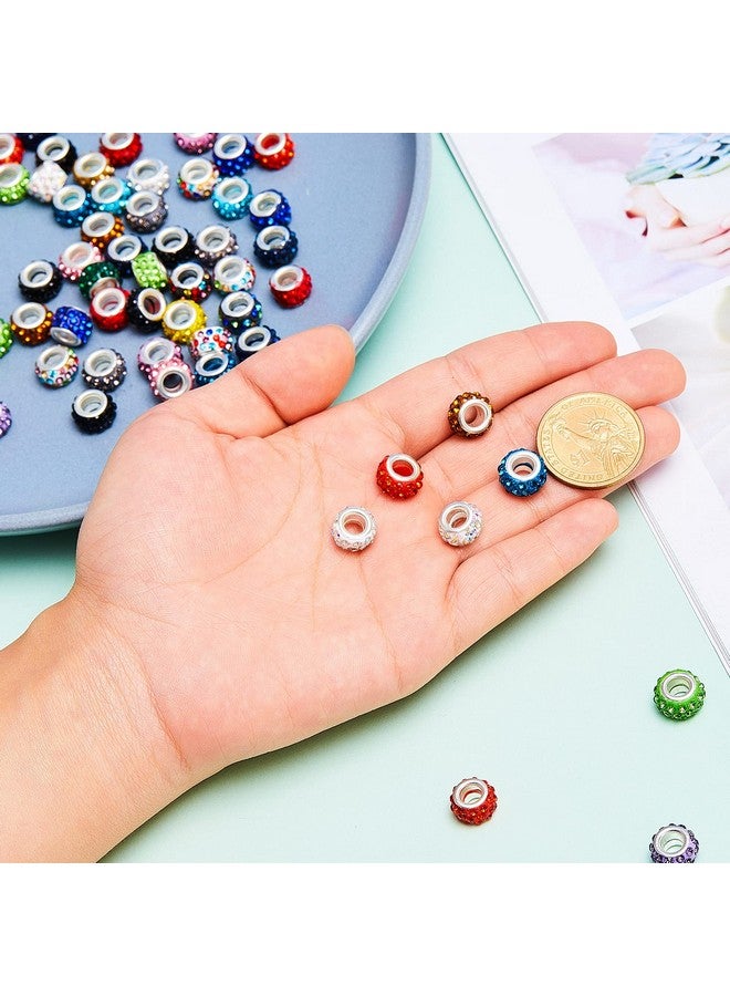 Junkin 120 Pieces Large Hole Beads Rhinestone European Beads For Pens Making Bulk 11Mm Crystal Charm Spacer Beads For Beadable Pens Jewelry Making Supplies Diy Crafts Bracelet(Multicolor) - Image 4