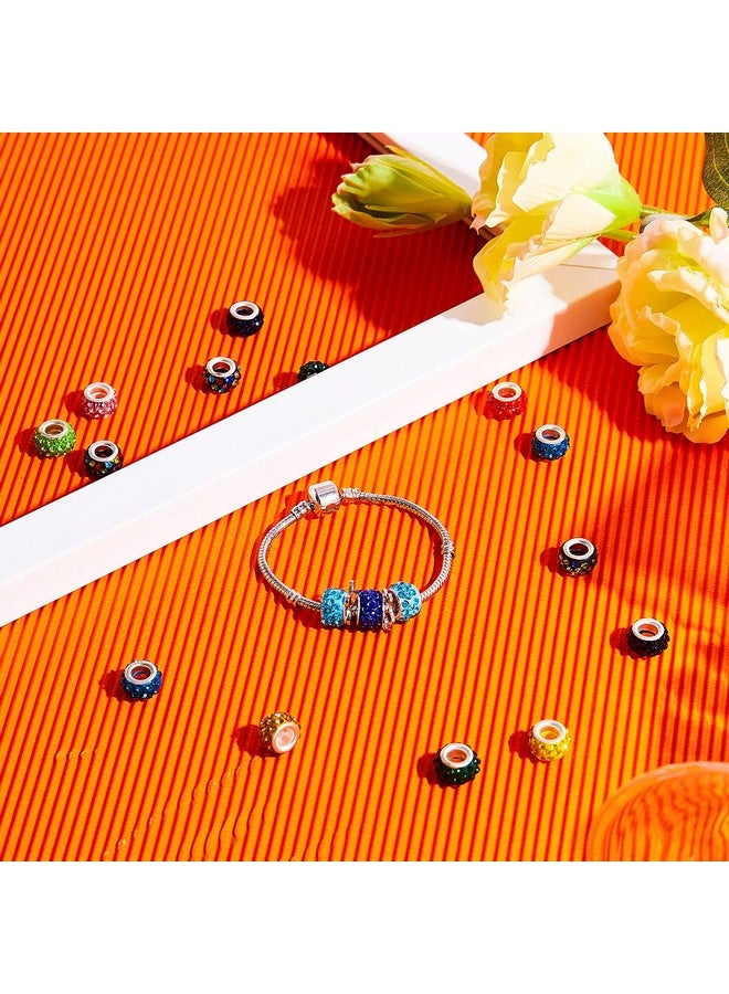 Junkin 120 Pieces Large Hole Beads Rhinestone European Beads For Pens Making Bulk 11Mm Crystal Charm Spacer Beads For Beadable Pens Jewelry Making Supplies Diy Crafts Bracelet(Multicolor) - Image 5