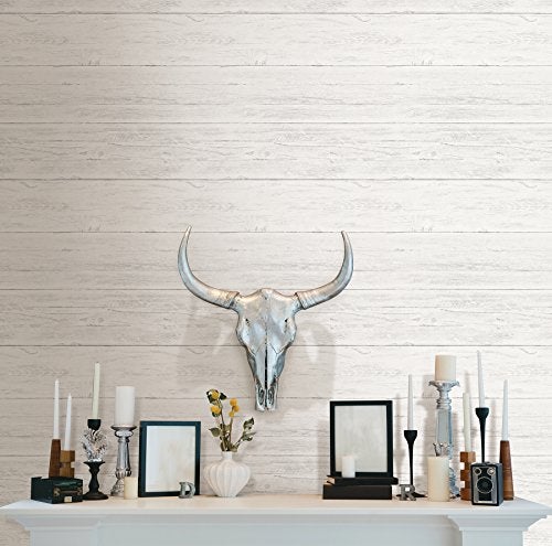 NuWallpaper NU3127 Shiplap Peel Stick Wallpaper, White & Off-White - Image 2