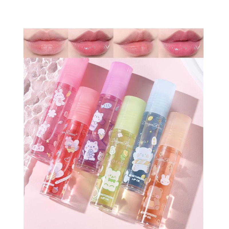 DENESTUP 6pcs Roll On Lip Gloss Set Fruit Flavored Lip Gloss Set Glossy Lip Makeup for Kids and Teens Non Toxic Kid Friendly Party Gift Best Friends