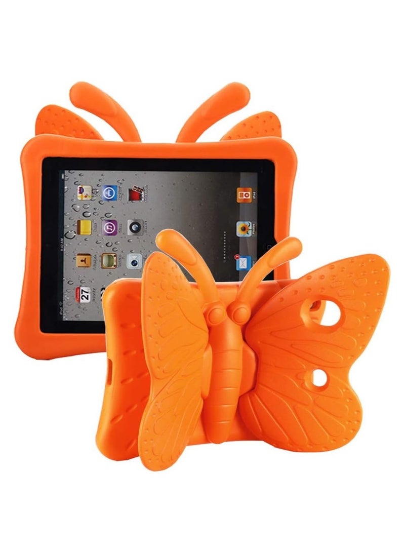 iPad 9th 8th 7th Generation Case Kids Girls, Cute Butterfly Shockproof EVA Foam Super Protection Stand Cover for iPad 2021 2020 2019 10.2" and iPad Air 3 Pro 10.5" - Orange