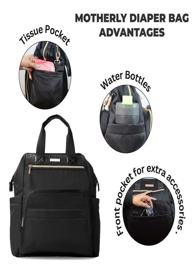 Motherly Evoke Diaper Bag for Mothers for Travel, Maternity Bag for Newborn Baby, Mother Travelling Bag, Multiple Pocket Water Resistant Hospital Bag for moms with Warranty & Offers (Black) - Image 3