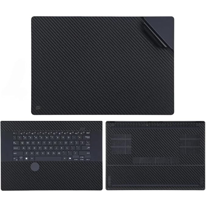 rayihni غطاء لابتوب ملصق متوافق مع ASUS ProArt P16 2024 H7606 H7606W 16 بوصة ملصق مضاد للخدش فيلم لابتوب ثلاثي الجوانب (ألياف كربونية سوداء) - Image 1