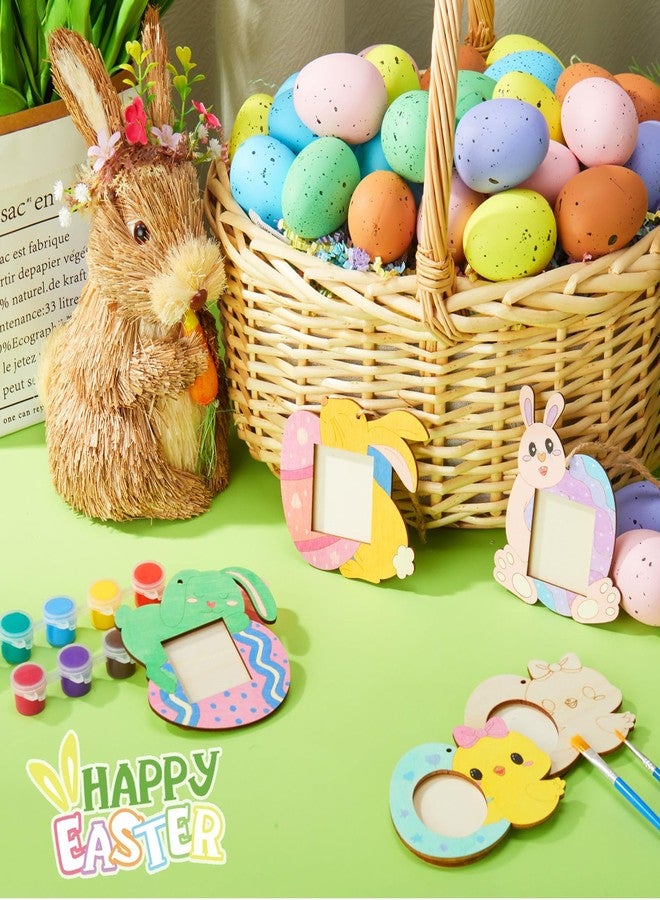 Novabright 39 Pcs Easter Craft Kit, DIY Magnetic Photo Frame Set, Bunny & Egg Wooden Painting Crafts with Magnetic Stickers, Paints and Brushes for Easter Party Favors, Fridge Decoration,Family Craft - Image 2
