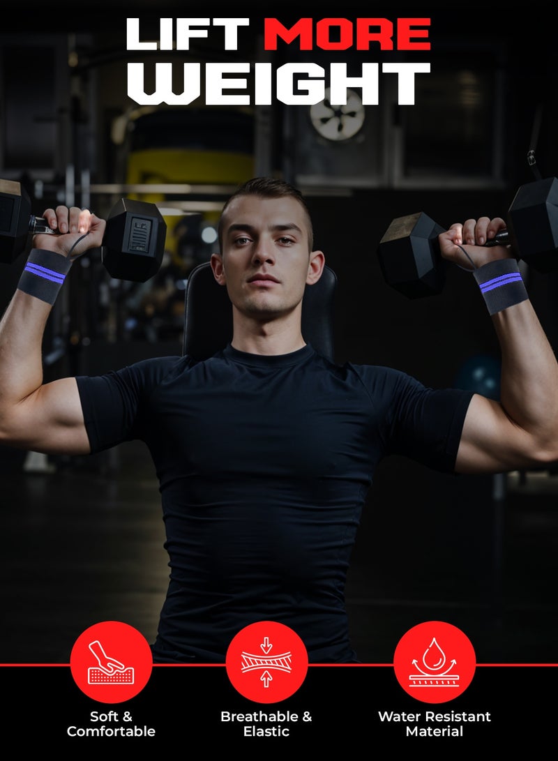 FIT TRIBE Workout Wrist Straps for Powerlifting - Premium Wrist Support for Men & Women - Thumb Loops for Extra Grip and Comfort - Ideal for Weightlifting and Intense Workouts (Blue Stripes) - Image 5