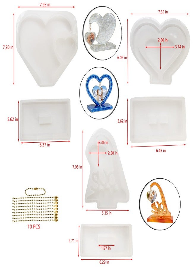 Acxydm 3 Sets Large Photo Frame Resin Molds, Heart Shape Resin Molds,Unique Big Picture Frame Epoxy Molds, 3D Photo Epoxy Resin Moulds for DIY Wedding Art Crafts Home Decor - Image 5