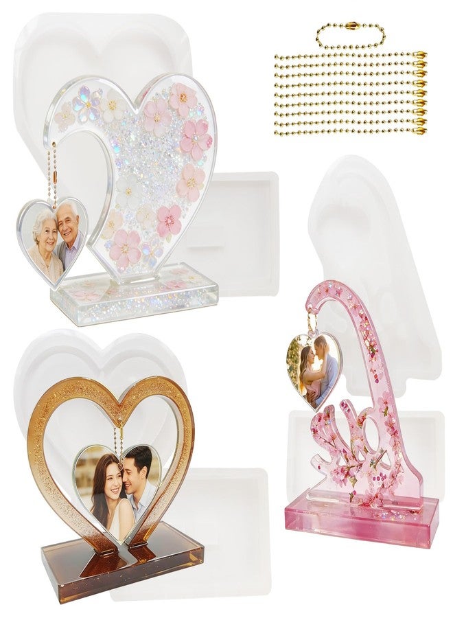 Acxydm 3 Sets Large Photo Frame Resin Molds, Heart Shape Resin Molds,Unique Big Picture Frame Epoxy Molds, 3D Photo Epoxy Resin Moulds for DIY Wedding Art Crafts Home Decor - Image 1