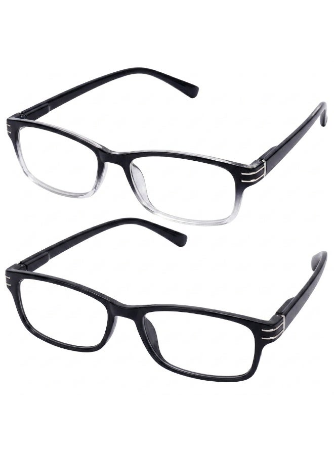 Two pairs of unisex prescription reading glasses (2 pieces) - Flexible, shatterproof frame and scratch-resistant lenses - Comfortable, stylish design available in all sizes and colors - Includes (2 cases + 2 original cleaning cloths) - Image 1