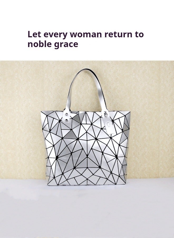 M MIAOYAN Geometric rhombus PU glossy large-capacity handbag for women, ever-changing foldable deformable shoulder bag  - Image 1