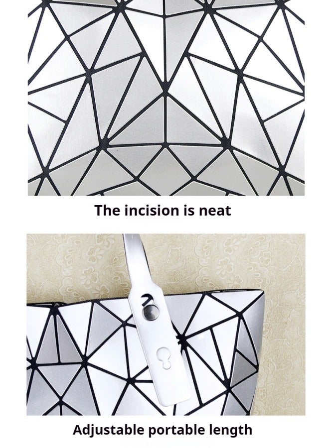 M MIAOYAN Geometric rhombus PU glossy large-capacity handbag for women, ever-changing foldable deformable shoulder bag  - Image 2